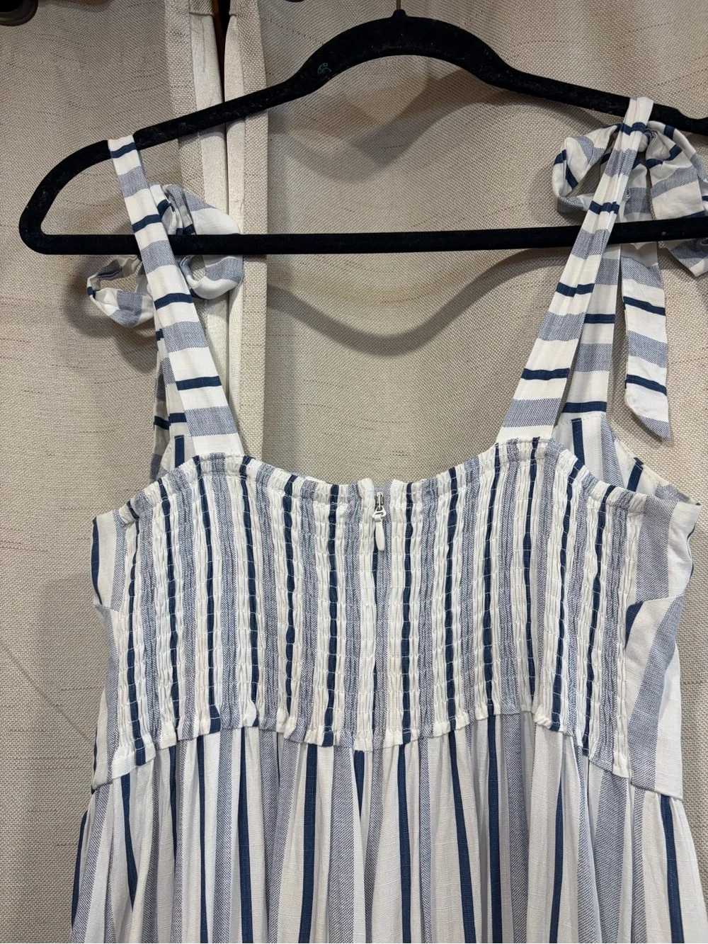 Petal & Pup Blue and White Striped Tie-Shoulder Maxi Dress
